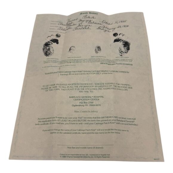 Vintage 1985 Cabbage Patch Kids Doll Adeline Lana Blonde Hair Blue Eyes w/Diaper - Picture 5 of 10